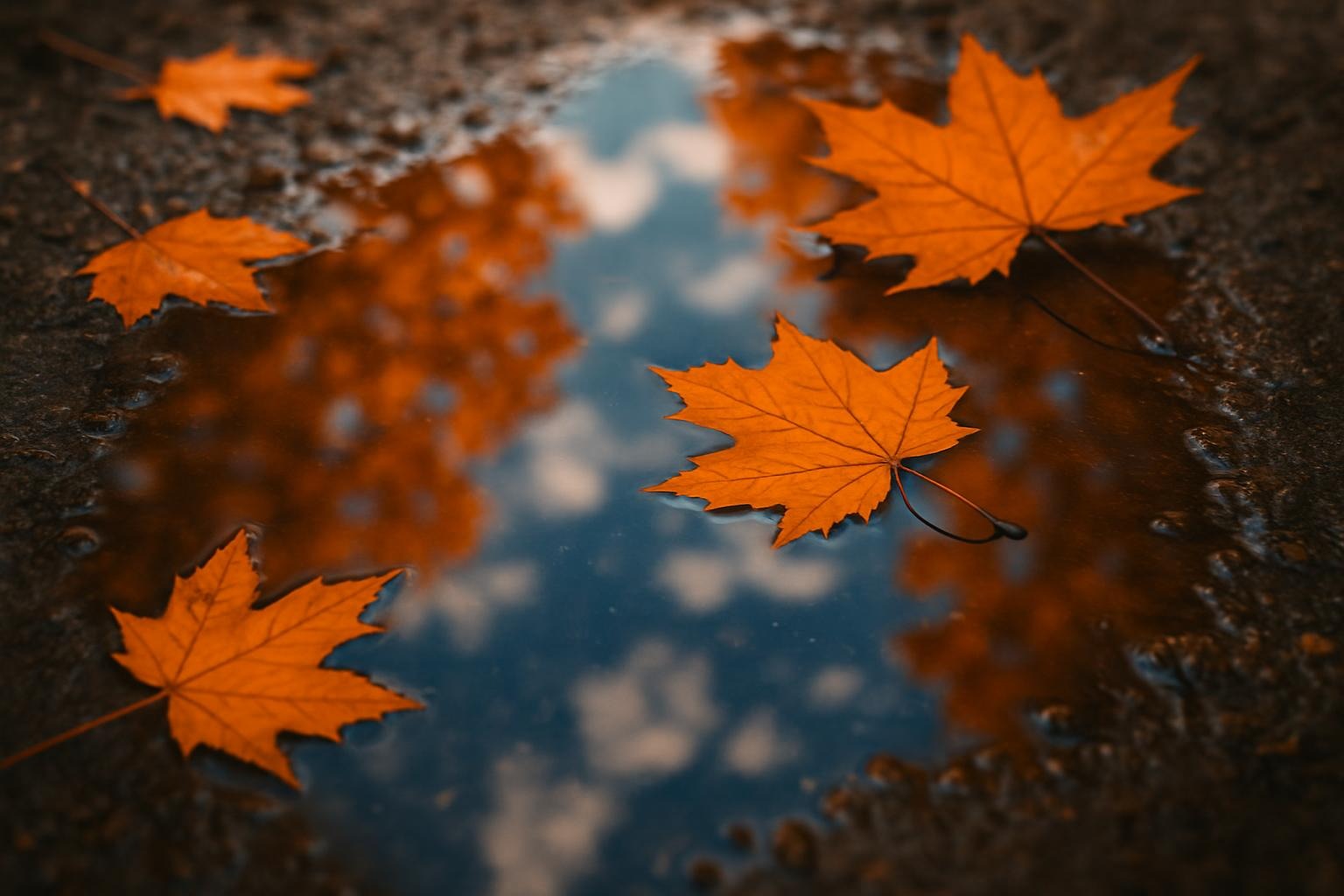riflesso autunnale tra cielo e foglie, simbolo di introspezione visiva